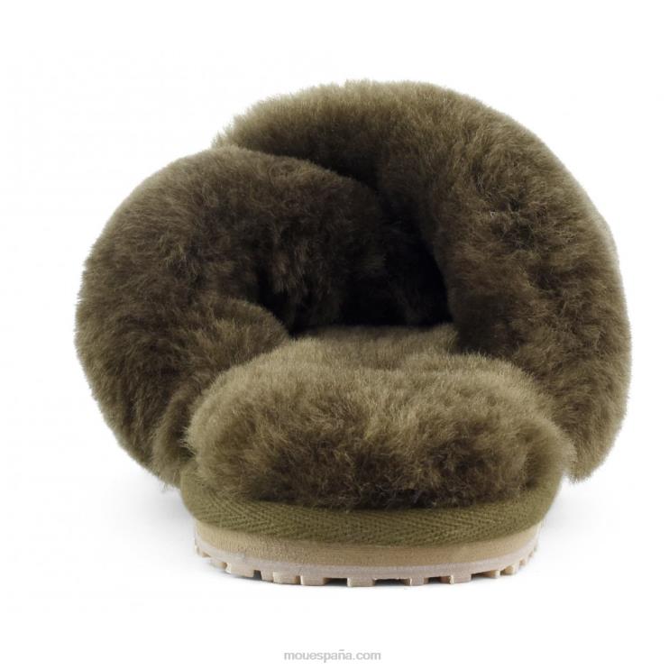 mujer slippers cruzados con pelo Mou NN6RX472 milicia
