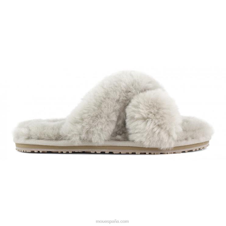 mujer slippers cruzados con pelo Mou NN6RX474 arena