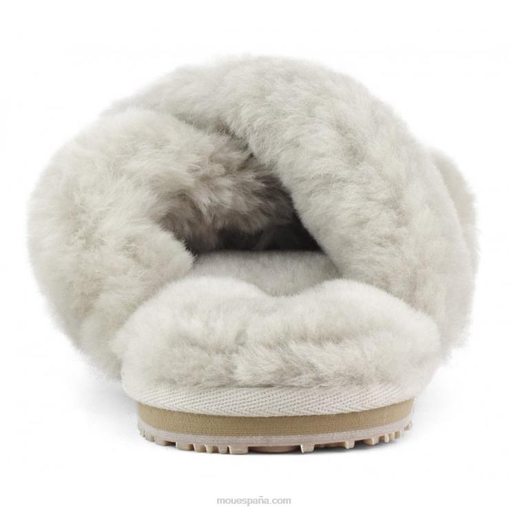 mujer slippers cruzados con pelo Mou NN6RX474 arena