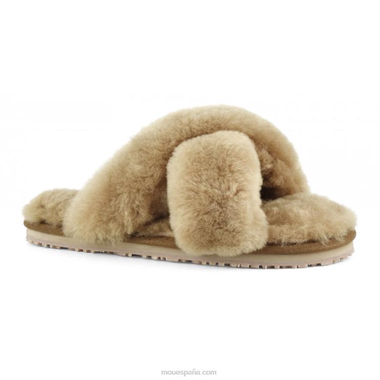 mujer slippers cruzados con pelo Mou NN6RX475 coñac