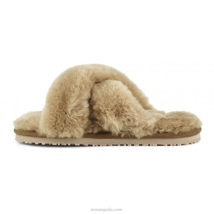 mujer slippers cruzados con pelo Mou NN6RX475 coñac