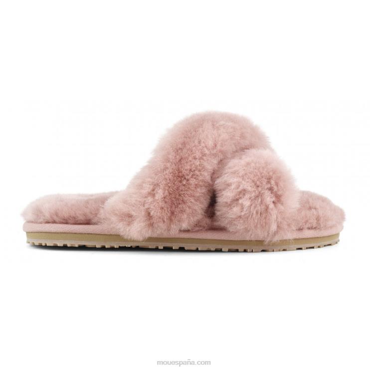 mujer slippers cruzados con pelo Mou NN6RX476 rosa antigua