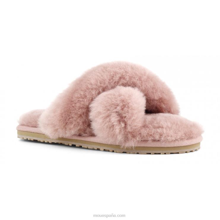 mujer slippers cruzados con pelo Mou NN6RX476 rosa antigua