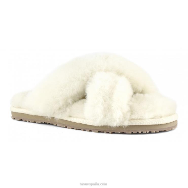 mujer slippers cruzados con pelo Mou NN6RX477 vainilla