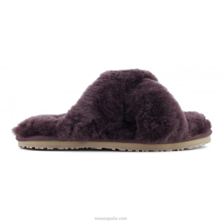 mujer slippers cruzados con pelo Mou NN6RX478 vino