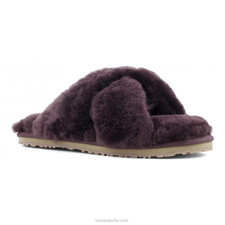 mujer slippers cruzados con pelo Mou NN6RX478 vino
