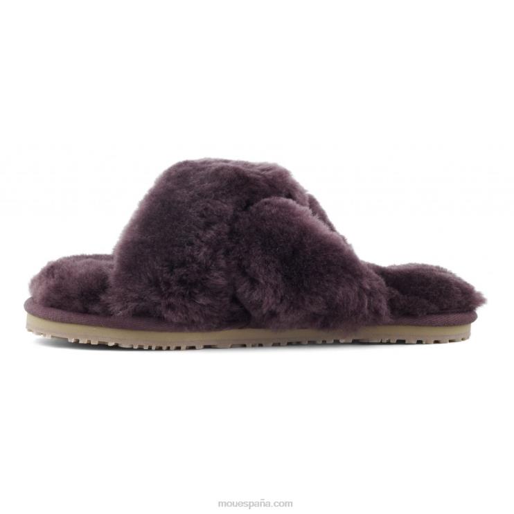 mujer slippers cruzados con pelo Mou NN6RX478 vino