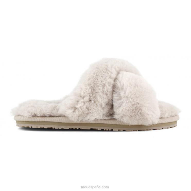 mujer slippers cruzados con pelo Mou NN6RX479 beige rosa