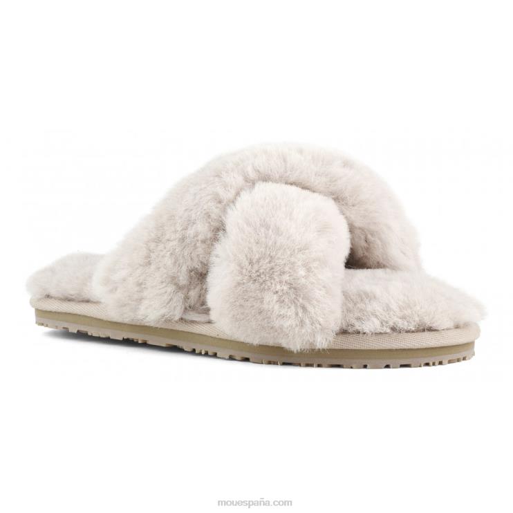 mujer slippers cruzados con pelo Mou NN6RX479 beige rosa