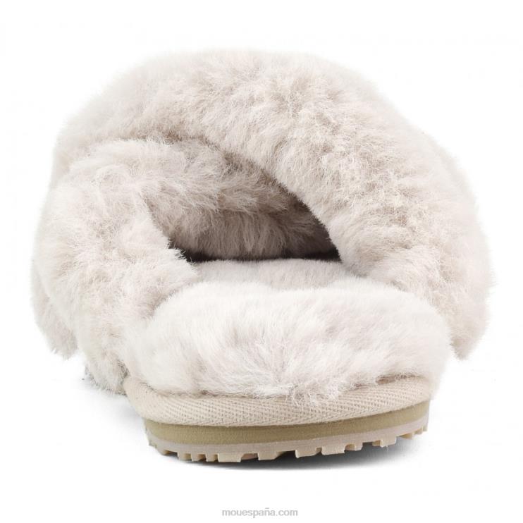 mujer slippers cruzados con pelo Mou NN6RX479 beige rosa