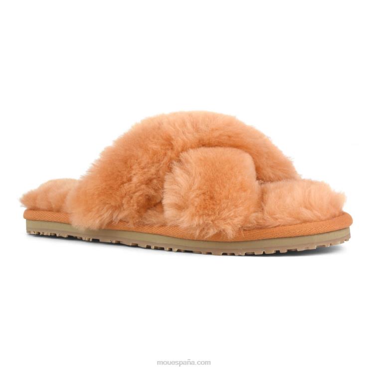 mujer slippers cruzados con pelo Mou NN6RX480 albaricoque naranja