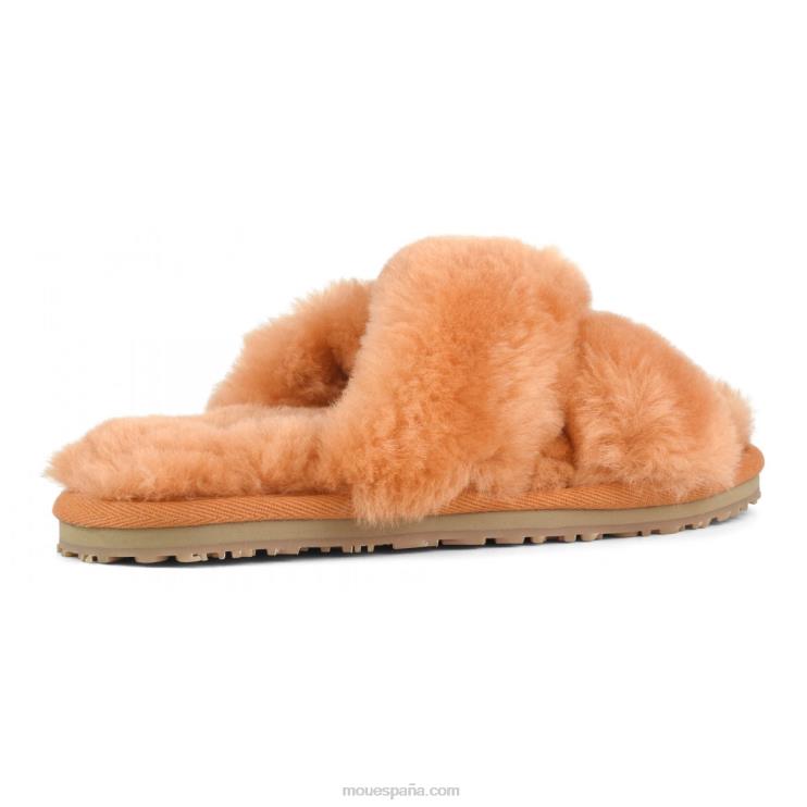 mujer slippers cruzados con pelo Mou NN6RX480 albaricoque naranja