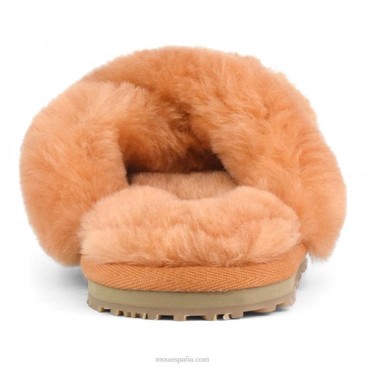 mujer slippers cruzados con pelo Mou NN6RX480 albaricoque naranja