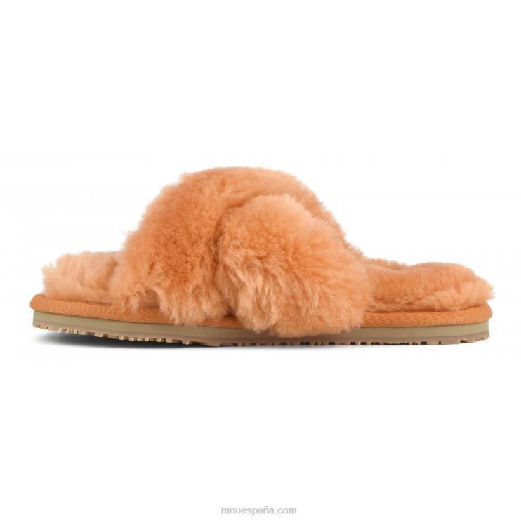 mujer slippers cruzados con pelo Mou NN6RX480 albaricoque naranja