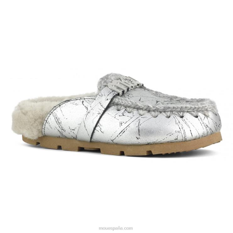 mujer tobogán biológico de invierno Mou NN6RX422 plata metalizada envejecida