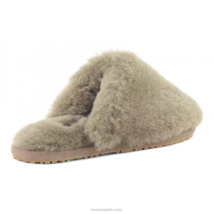mujer zapatilla de piel de oveja con puntera cerrada Mou NN6RX458 elefante gris