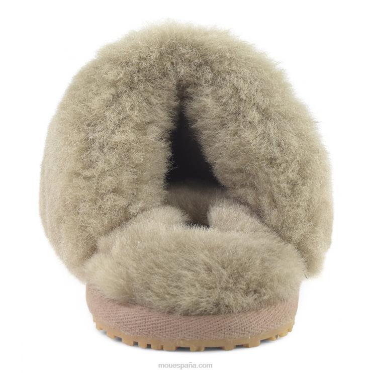 mujer zapatilla de piel de oveja con puntera cerrada Mou NN6RX458 elefante gris