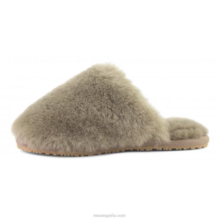 mujer zapatilla de piel de oveja con puntera cerrada Mou NN6RX458 elefante gris