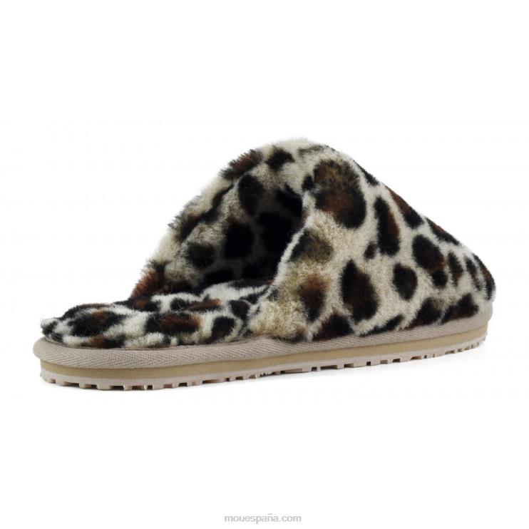 mujer zapatilla de piel de oveja con puntera cerrada Mou NN6RX464 negro/leopardo