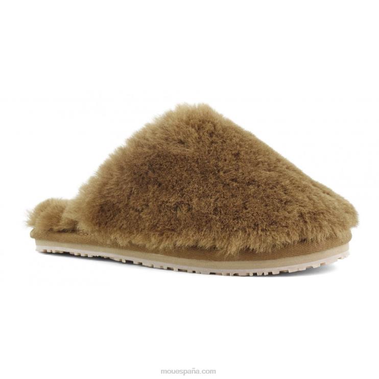 mujer zapatilla de piel de oveja con puntera cerrada Mou NN6RX465 coñac