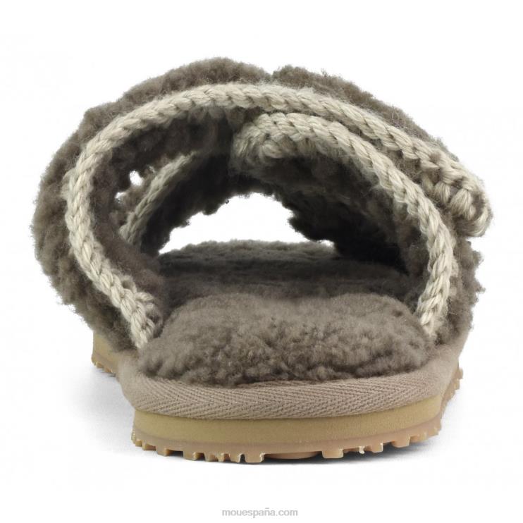 mujer zapatilla de piel de oveja rizada Mou NN6RX442 elefante gris