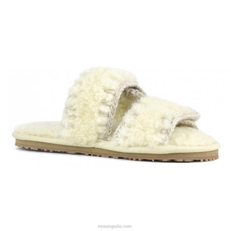mujer zapatilla de piel de oveja rizada Mou NN6RX444 vainilla