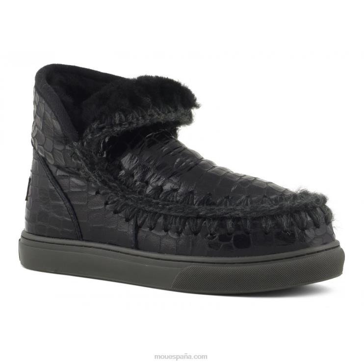 mujer zapatilla esquimal Mou NN6RX666 cocodrilo negro brillante