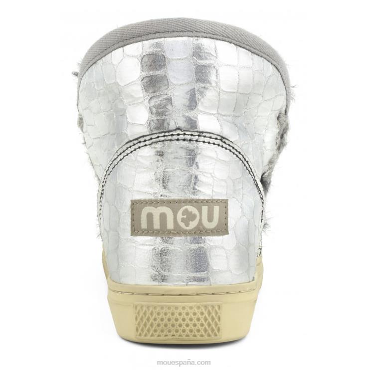 mujer zapatilla esquimal Mou NN6RX667 cocodrilo negro plateado brillante