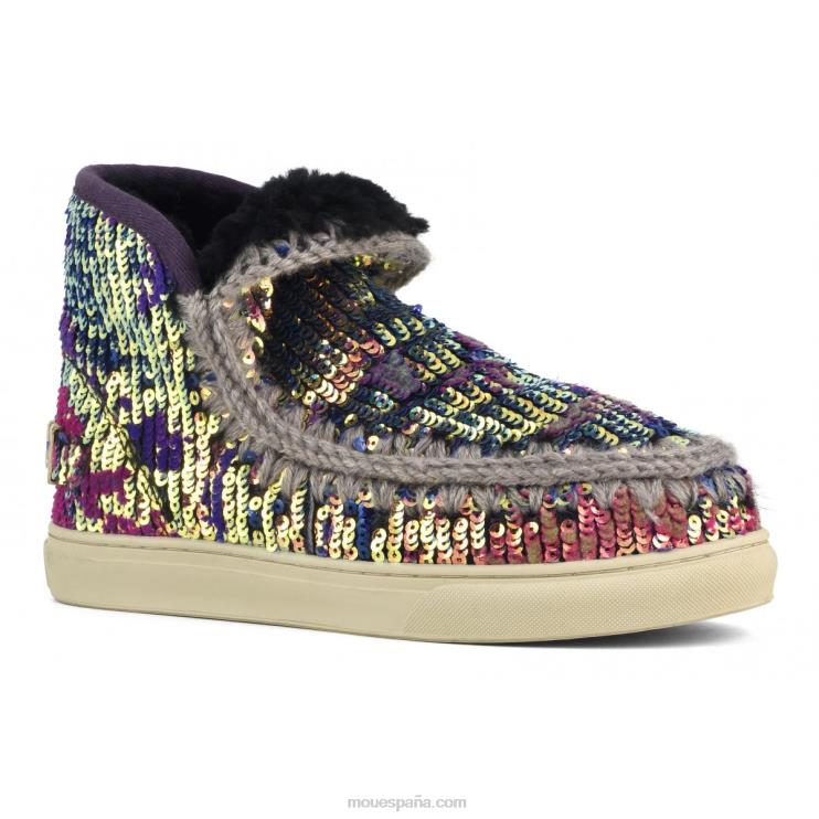 mujer zapatilla esquimal edicion limitada Mou NN6RX631 mezcla azul de lentejuelas lux