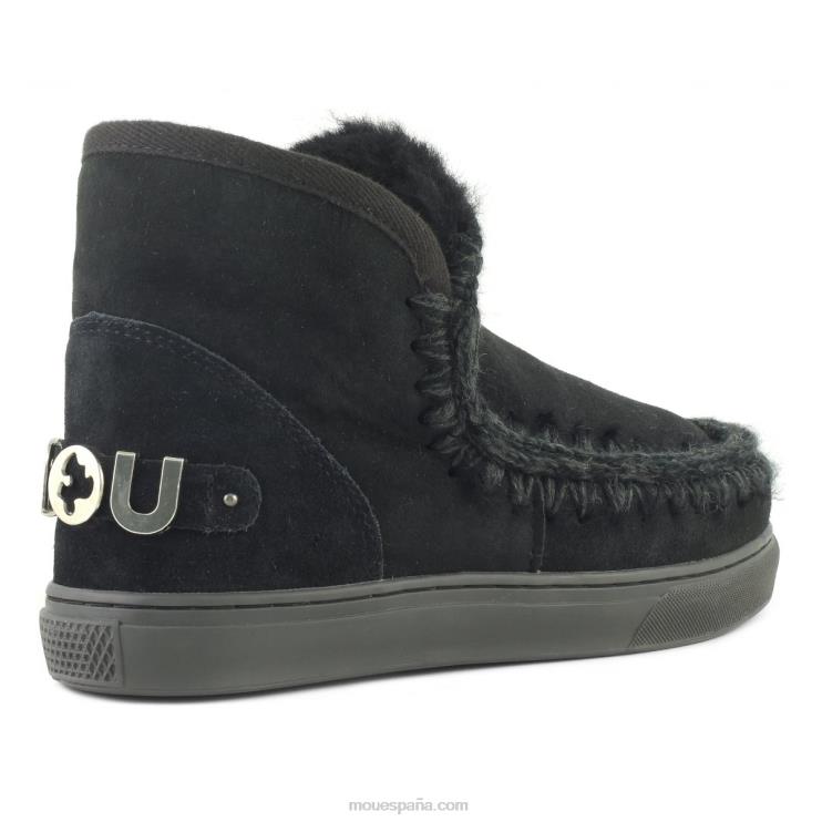 mujer zapatilla esquimal gran logo metalizado Mou NN6RX599 negro