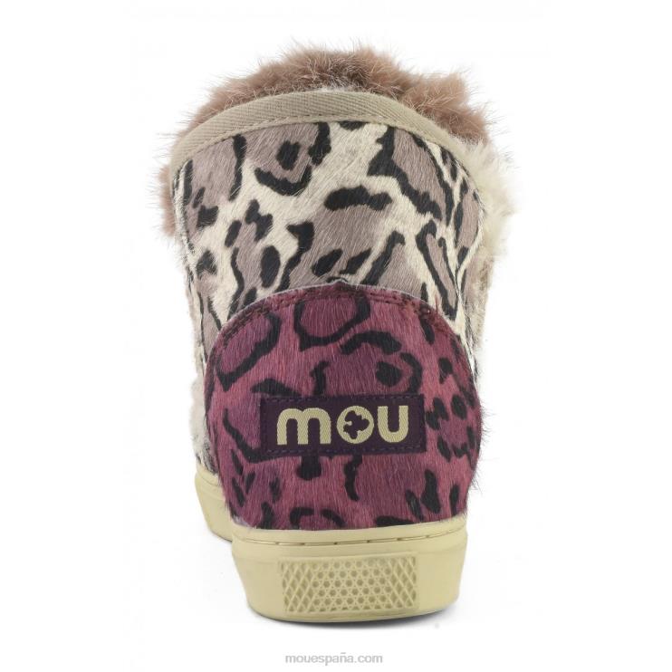 mujer zapatilla esquimal mezcla de piel de caballo patchwork Mou NN6RX655 gran arena de leopardo