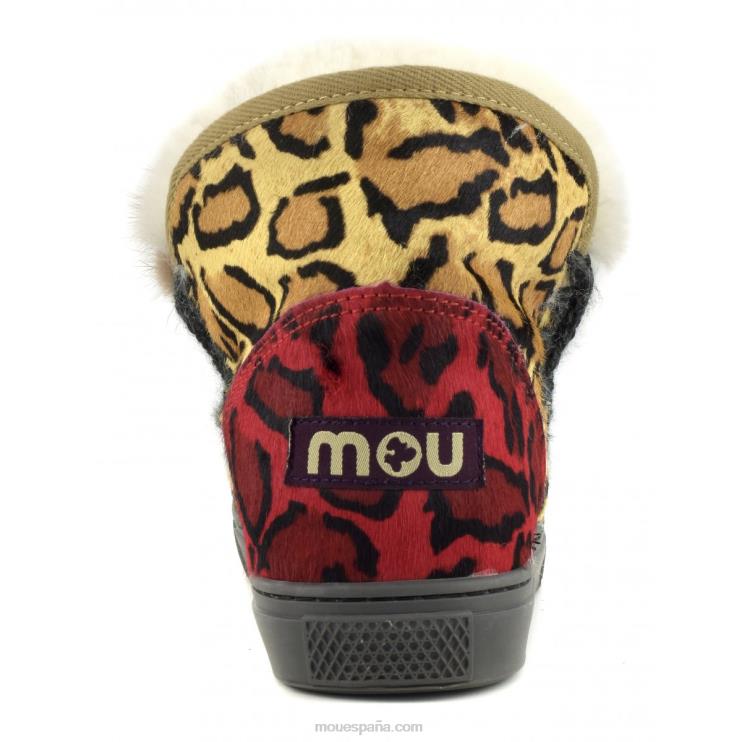 mujer zapatilla esquimal mezcla de piel de caballo patchwork Mou NN6RX656 cebra negro blanco