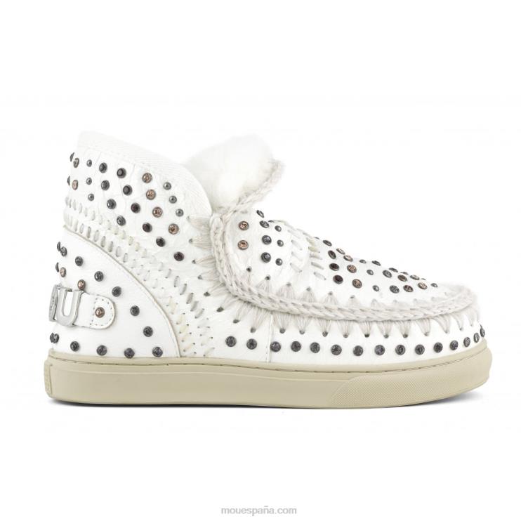 mujer zapatilla esquimal tachuelas y punto Mou NN6RX643 tachuelas y punto de colores naturales waxi white