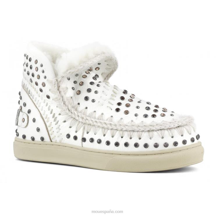 mujer zapatilla esquimal tachuelas y punto Mou NN6RX643 tachuelas y punto de colores naturales waxi white