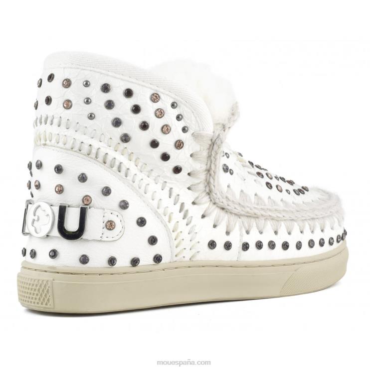 mujer zapatilla esquimal tachuelas y punto Mou NN6RX643 tachuelas y punto de colores naturales waxi white