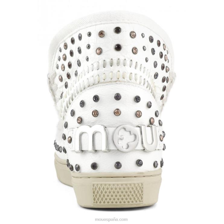mujer zapatilla esquimal tachuelas y punto Mou NN6RX643 tachuelas y punto de colores naturales waxi white