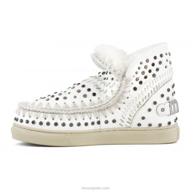 mujer zapatilla esquimal tachuelas y punto Mou NN6RX643 tachuelas y punto de colores naturales waxi white
