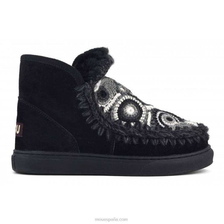 mujer zapatillas esquimales de ganchillo Mou NN6RX598 negro