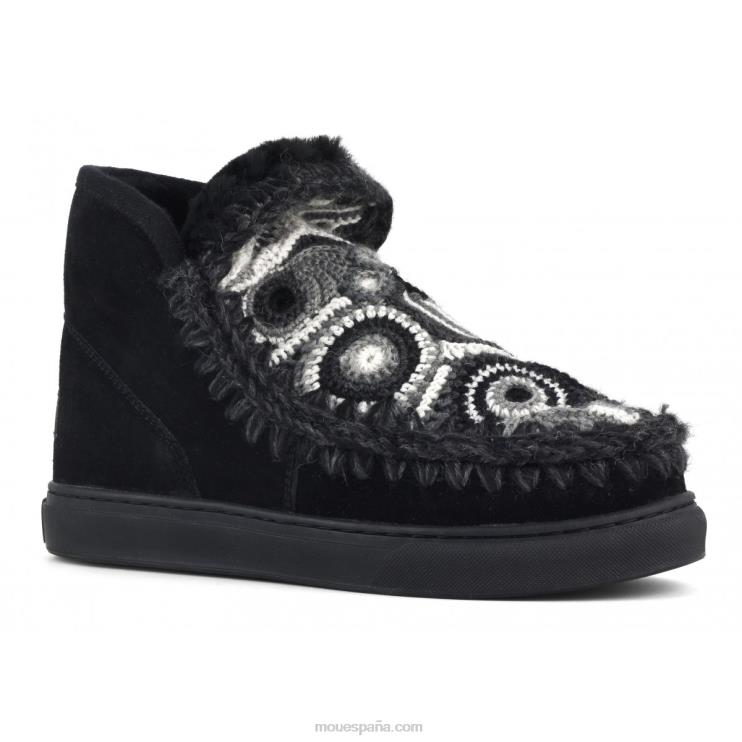 mujer zapatillas esquimales de ganchillo Mou NN6RX598 negro
