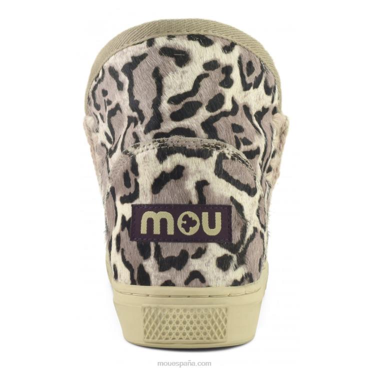 mujer zapatillas esquimales de piel de caballo Mou NN6RX674 gran leopardo blanco