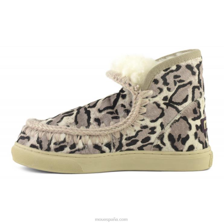mujer zapatillas esquimales de piel de caballo Mou NN6RX674 gran leopardo blanco