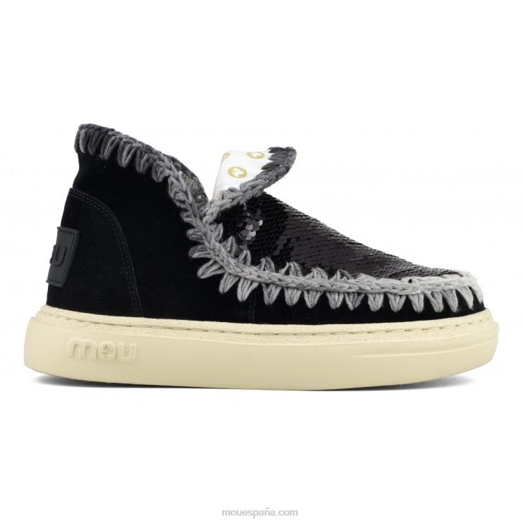 mujer costuras degradadas de gamuza audaz Mou NN6RX82 negro