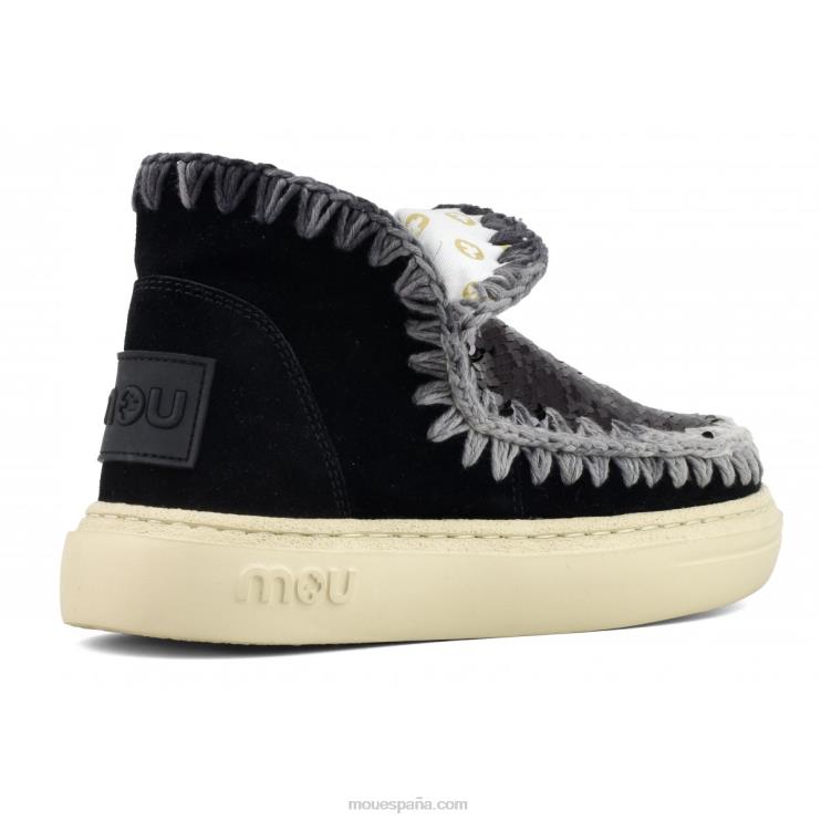 mujer costuras degradadas de gamuza audaz Mou NN6RX82 negro