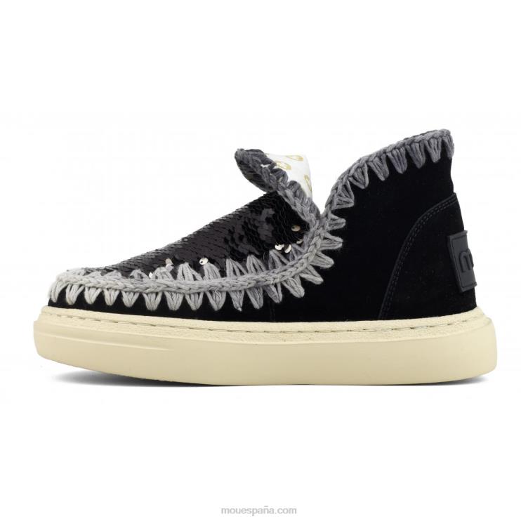 mujer costuras degradadas de gamuza audaz Mou NN6RX82 negro