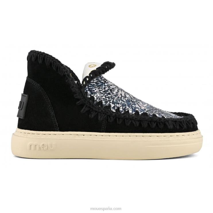 mujer gamuza audaz y lentejuelas Mou NN6RX80 negro