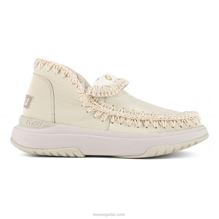 mujer jogger cuero liso Mou NN6RX105 tiza