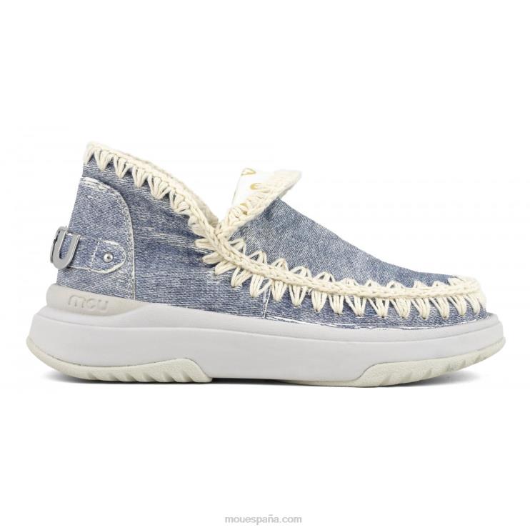 mujer jogger liso Mou NN6RX100 mezclilla de cuero lavado