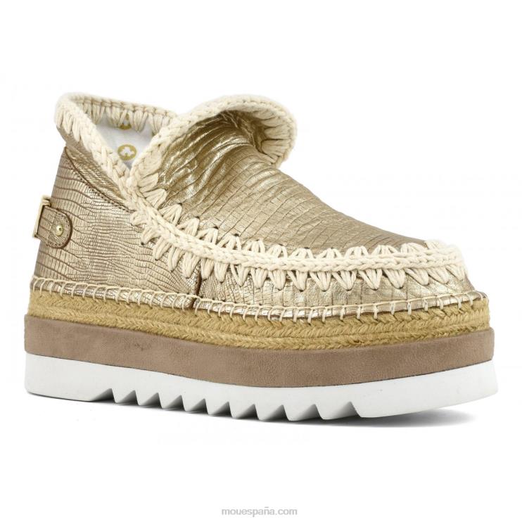 mujer cuero especial esquimal yute Mou NN6RX214 lagarto metalico dorado