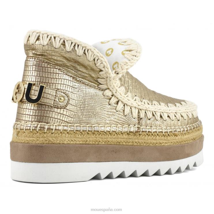 mujer cuero especial esquimal yute Mou NN6RX214 lagarto metalico dorado