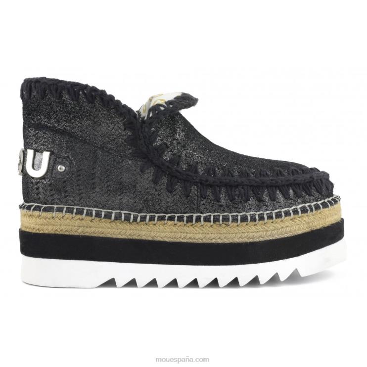 mujer microglitter perforado de yute esquimal Mou NN6RX215 negro micropurpurina